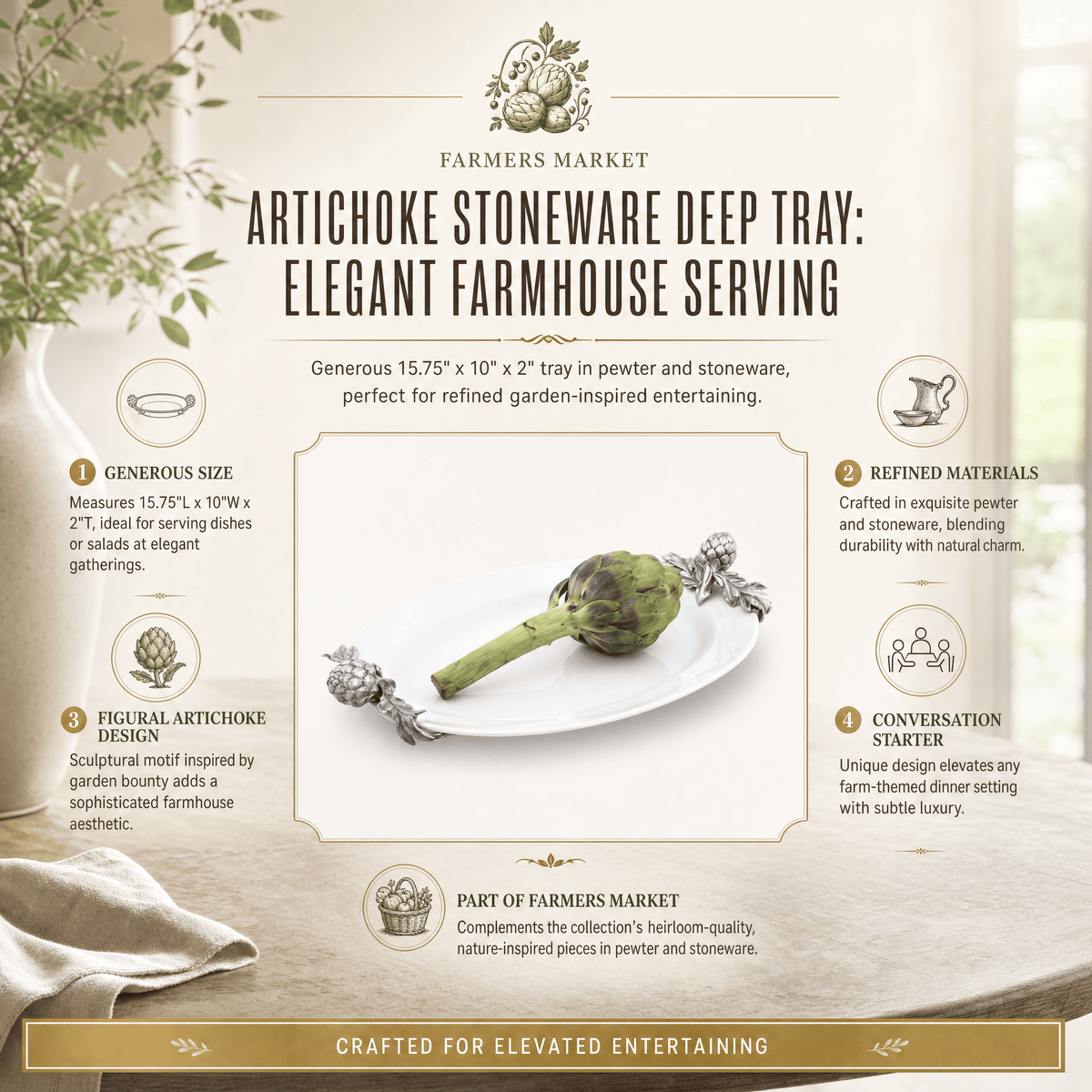 Artichoke Stoneware Deep Tray 11