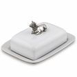 Stoneware Butter Dish with Pewter Mabel the Cow