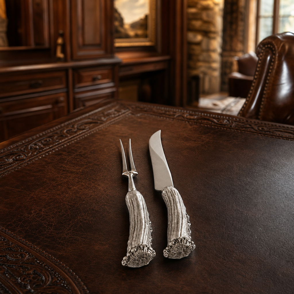 Pewter Antler Carving Set 3