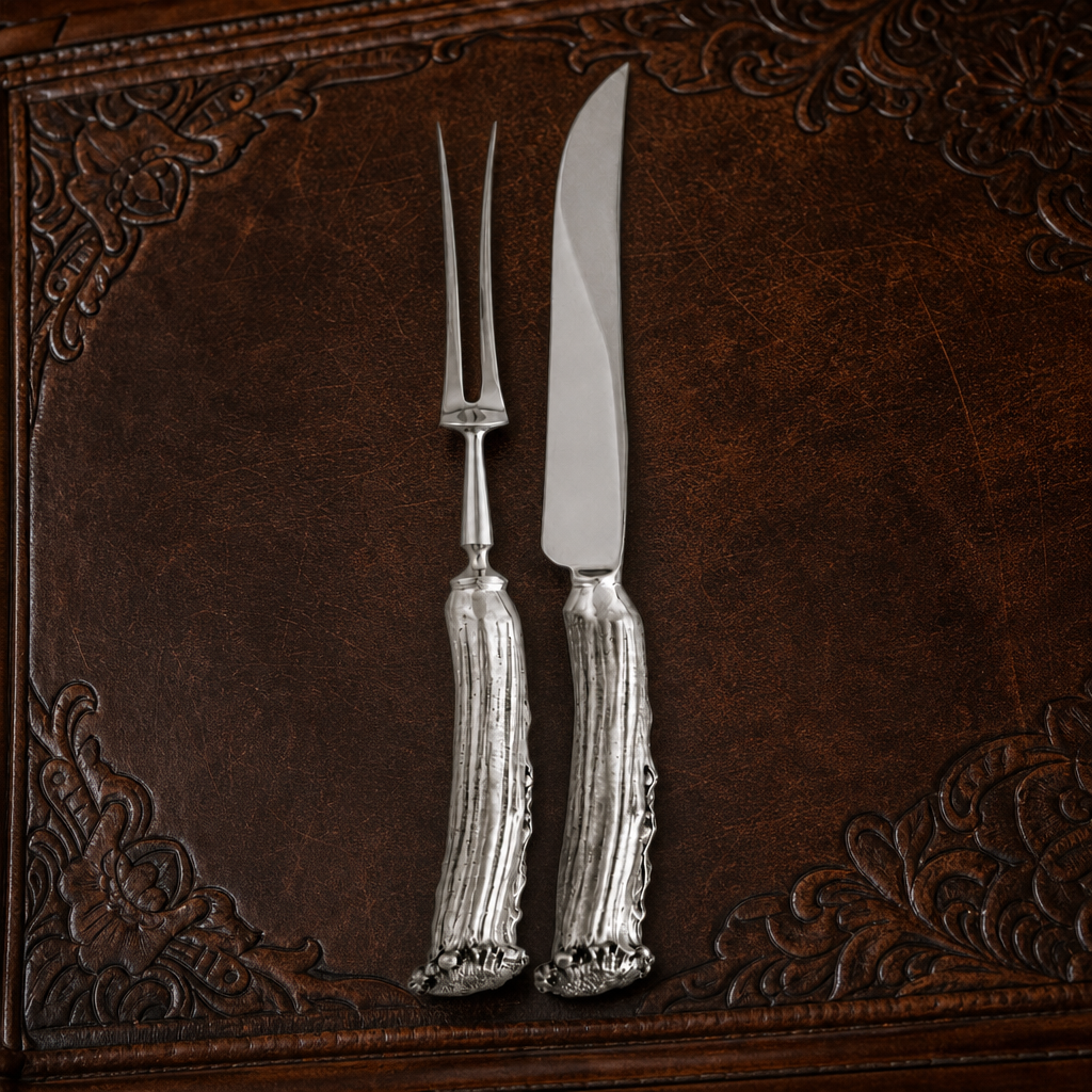 Pewter Antler Carving Set 1