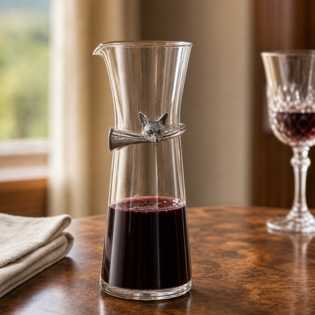Wine Carafe with Pewter Hunt Equestrian Horn 1