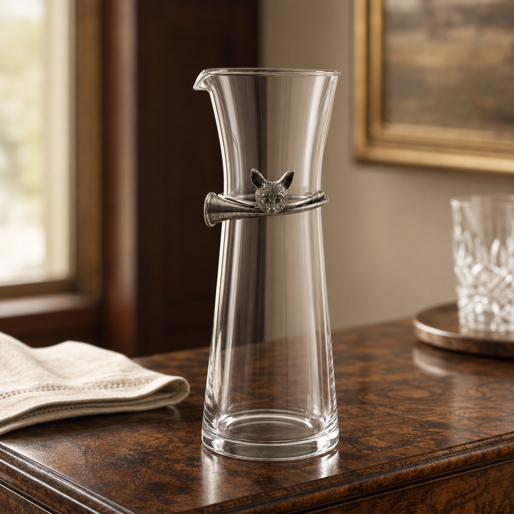 Wine Carafe with Pewter Hunt Equestrian Horn 3