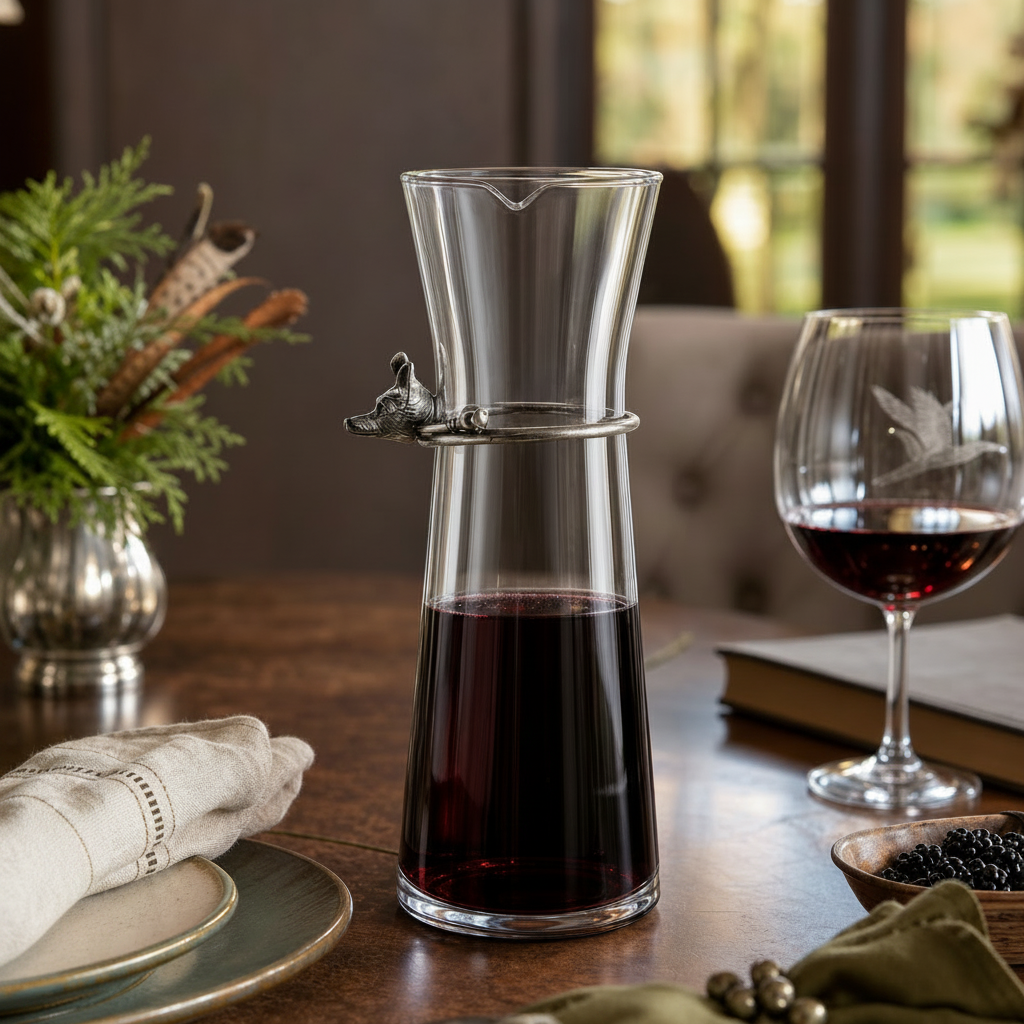 Wine Carafe with Pewter Hunt Equestrian Horn 7