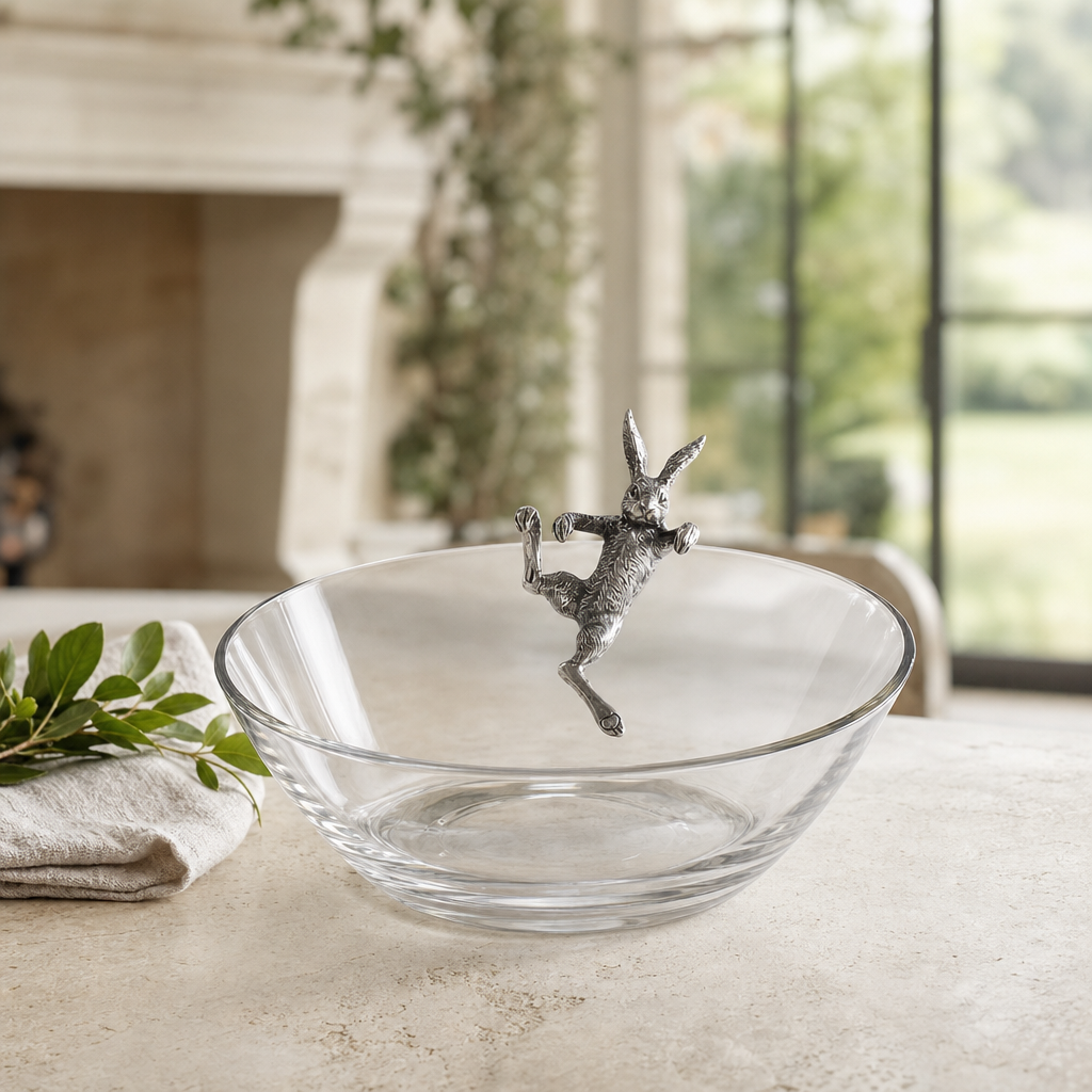 Climbing Bunny Glass Serving / Salad Bowl 1