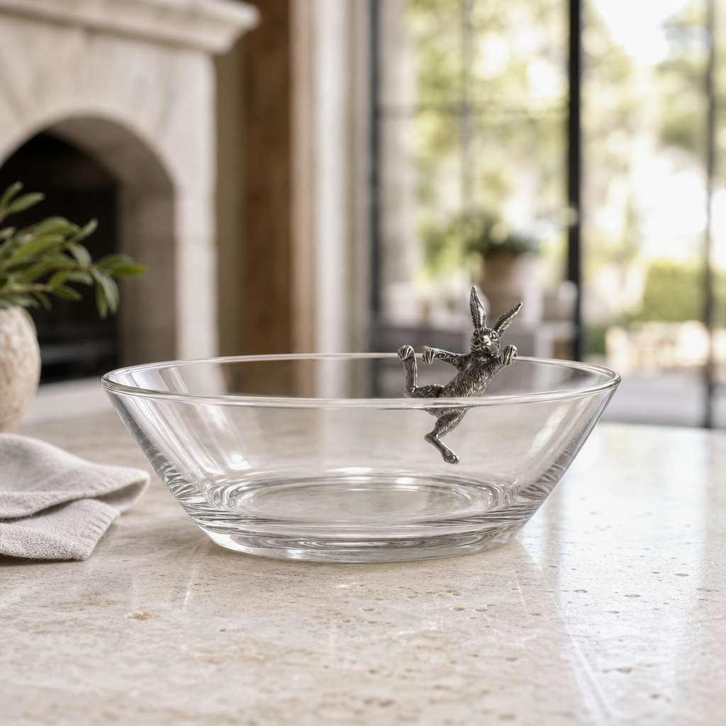 Climbing Bunny Glass Serving / Salad Bowl 5