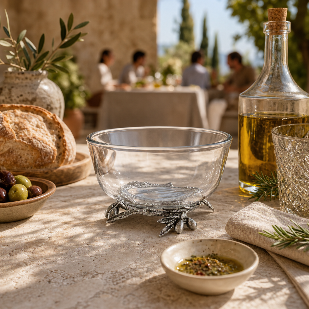 Olive Grove Glass & Pewter Bowl 6