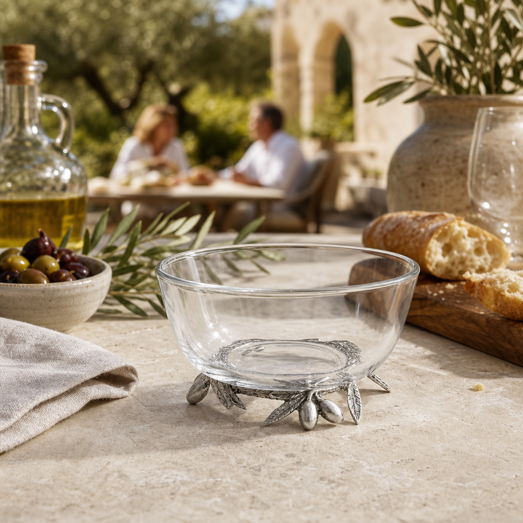 Olive Grove Glass & Pewter Bowl 8