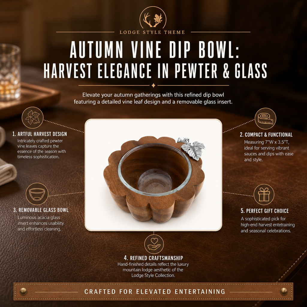 Autumn Vine Dip Bowl: Harvest Elegance in Pewter & Glass