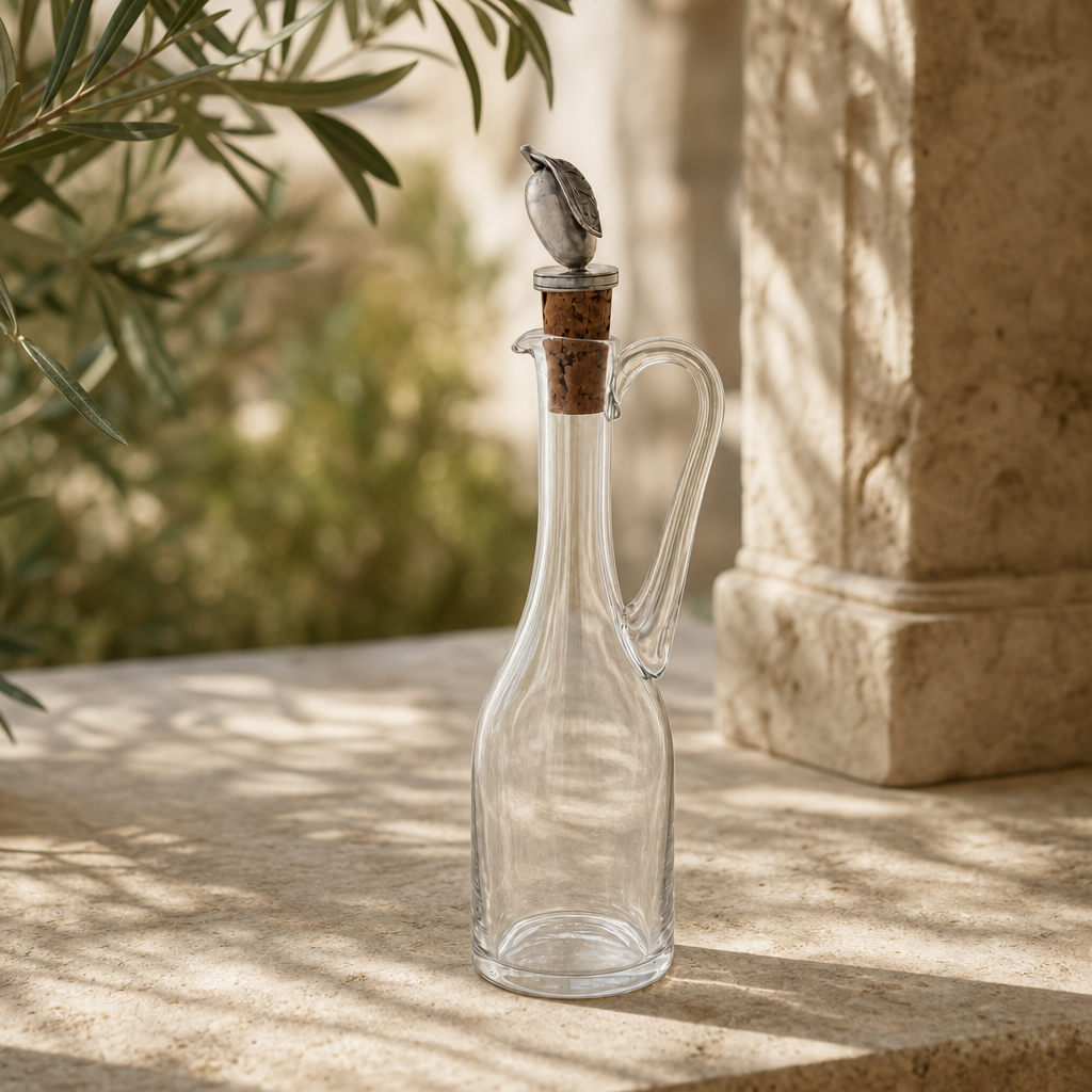 Cruet Bottle with Pewter Olive Head Cork Stopper 11