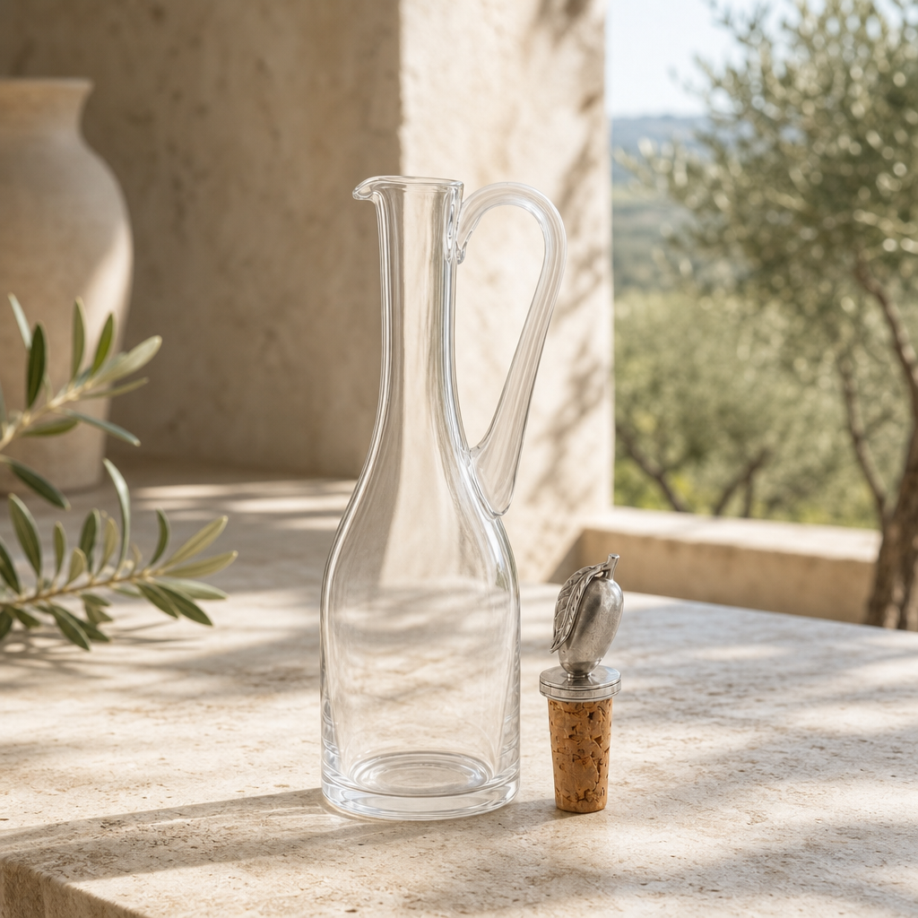 Cruet Bottle with Pewter Olive Head Cork Stopper 3