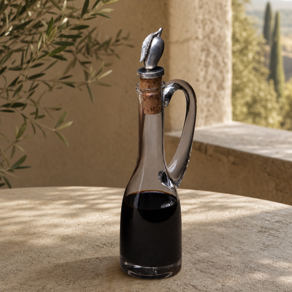 Cruet Bottle with Pewter Olive Head Cork Stopper 4