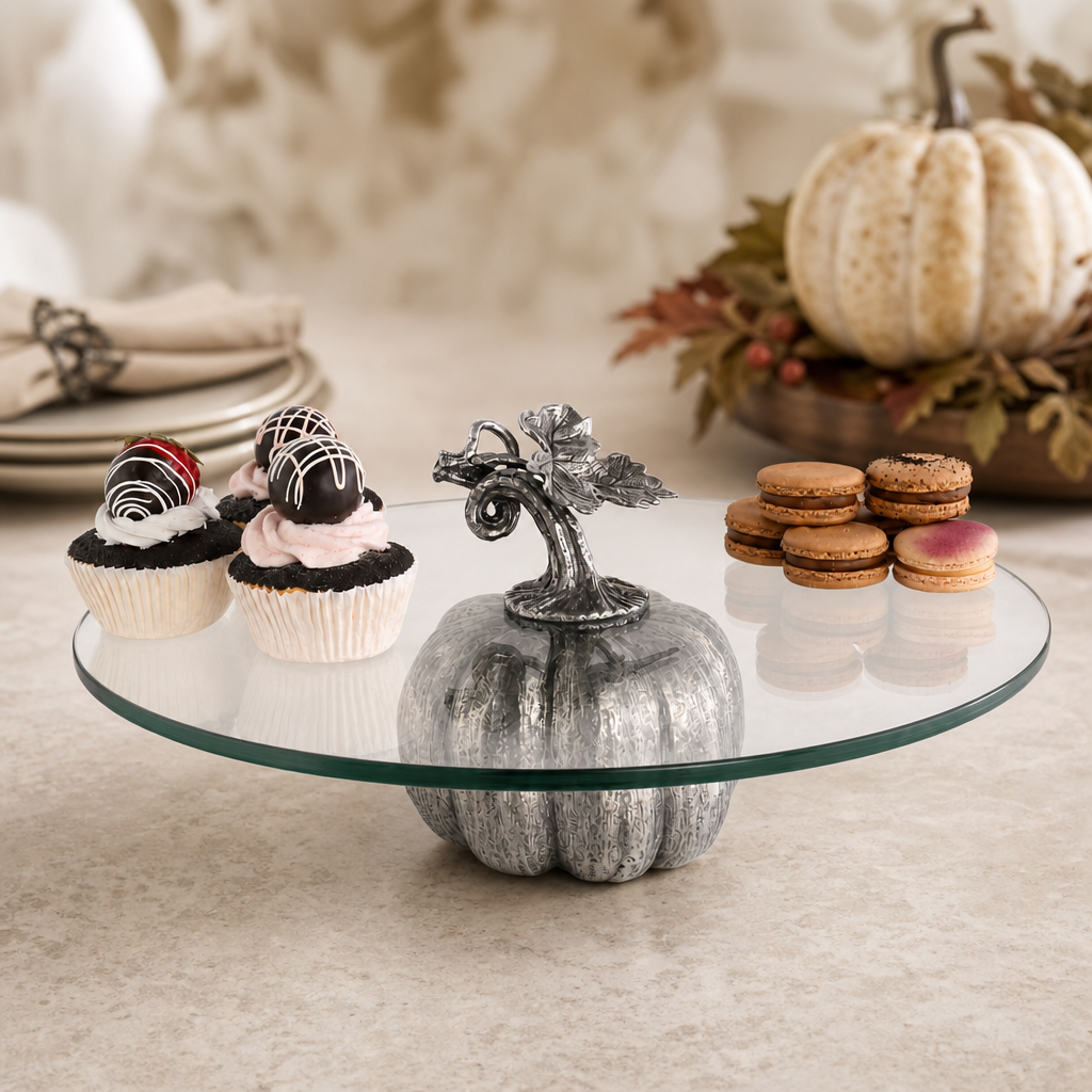 Pewter Pumpkin Dessert Stand 2