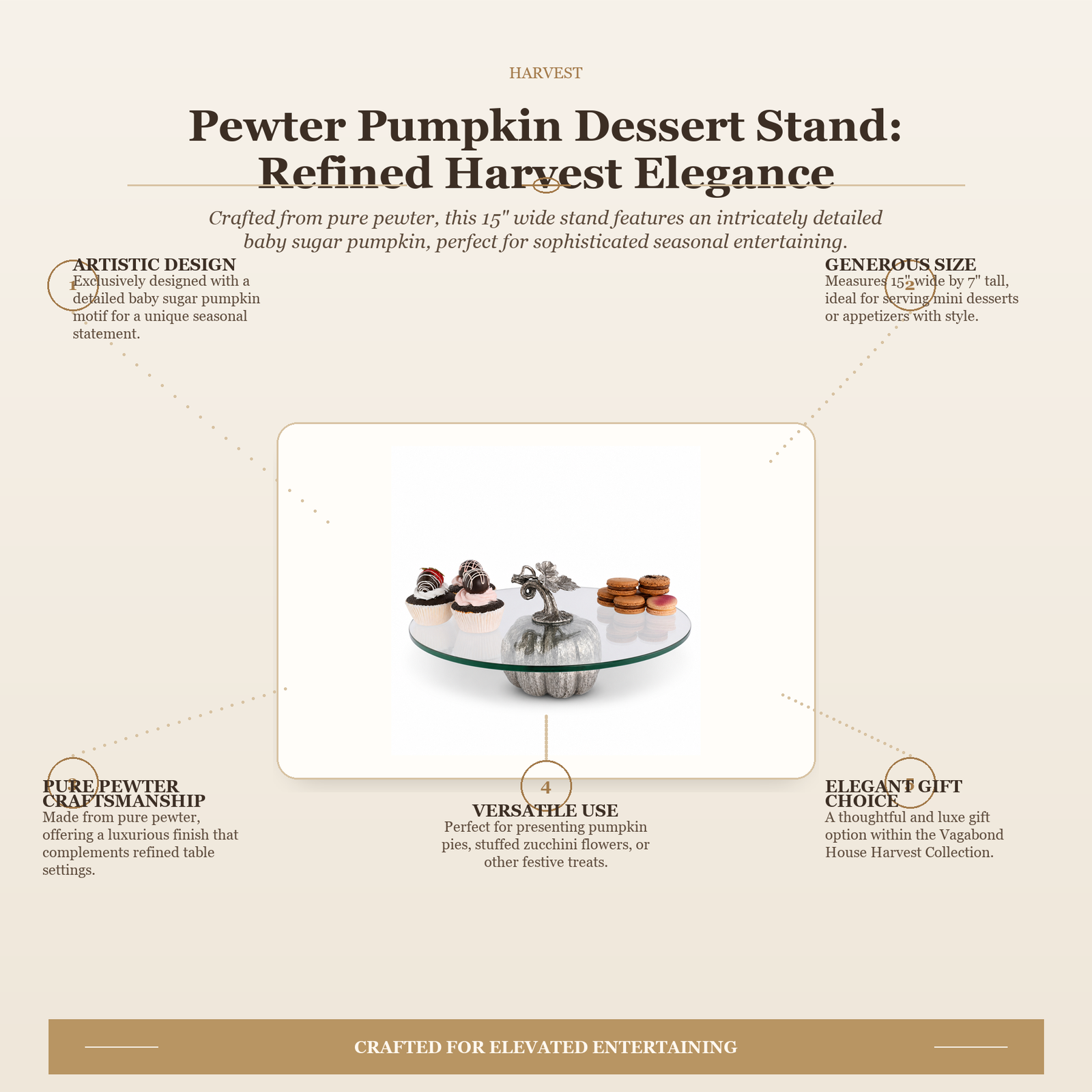 Pewter Pumpkin Dessert Stand: Refined Harvest Elegance
