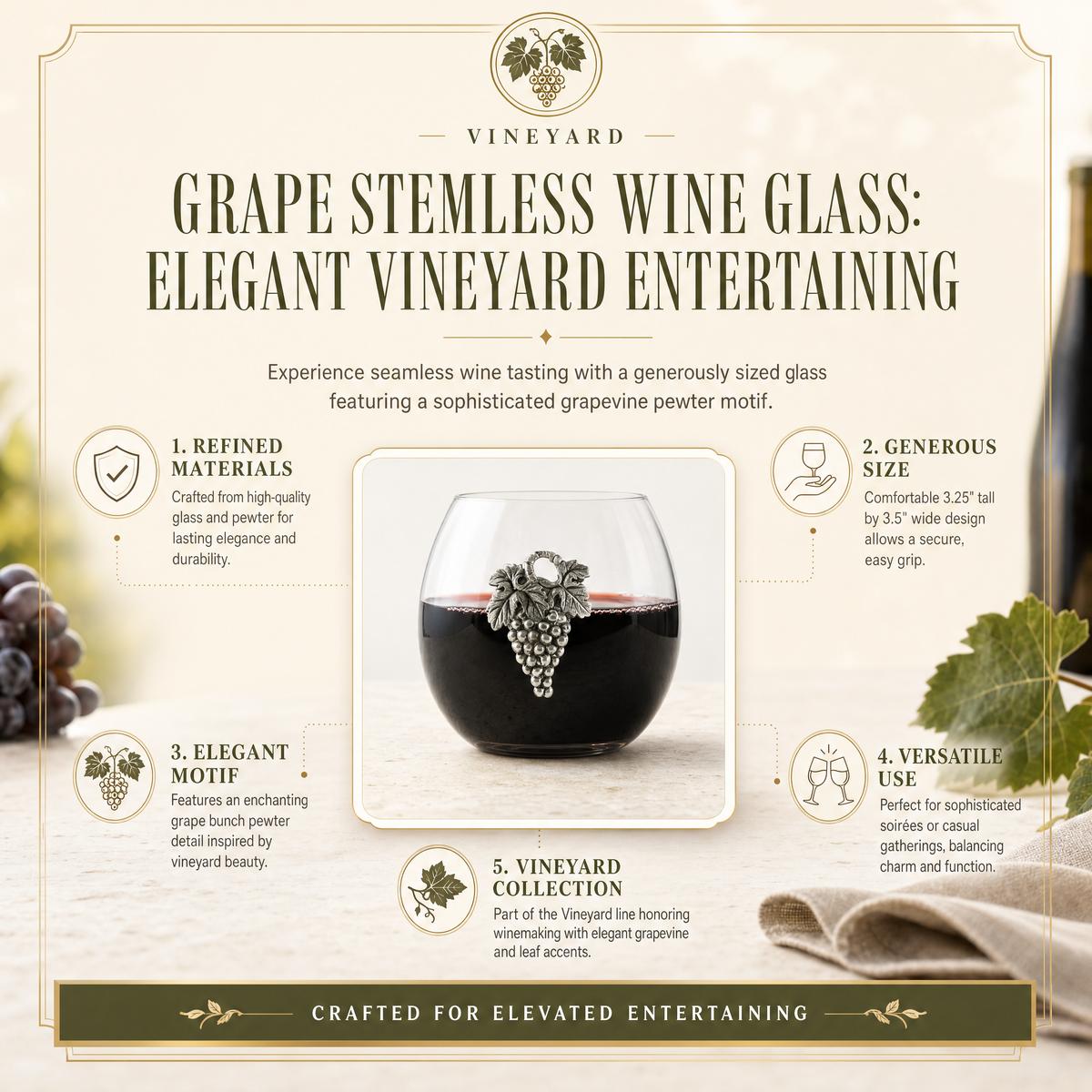 Grape Stemless Wine Glass 11
