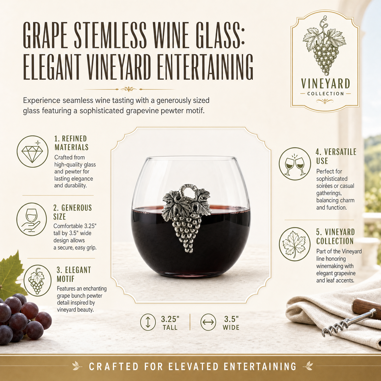 Grape Stemless Wine Glass 1