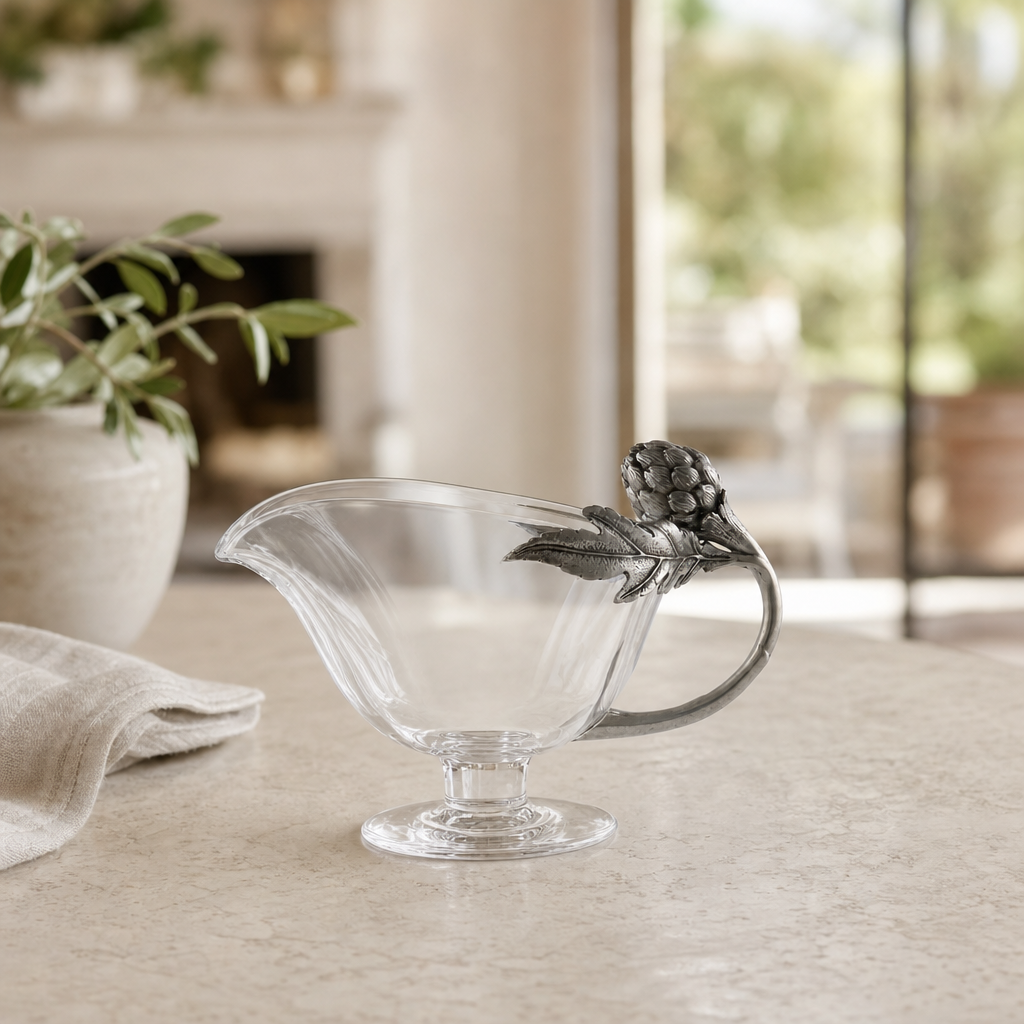 Artichoke Glass Gravy Boat 1