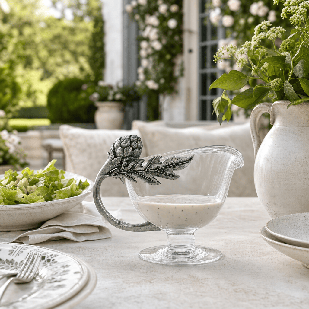Artichoke Glass Gravy Boat 9