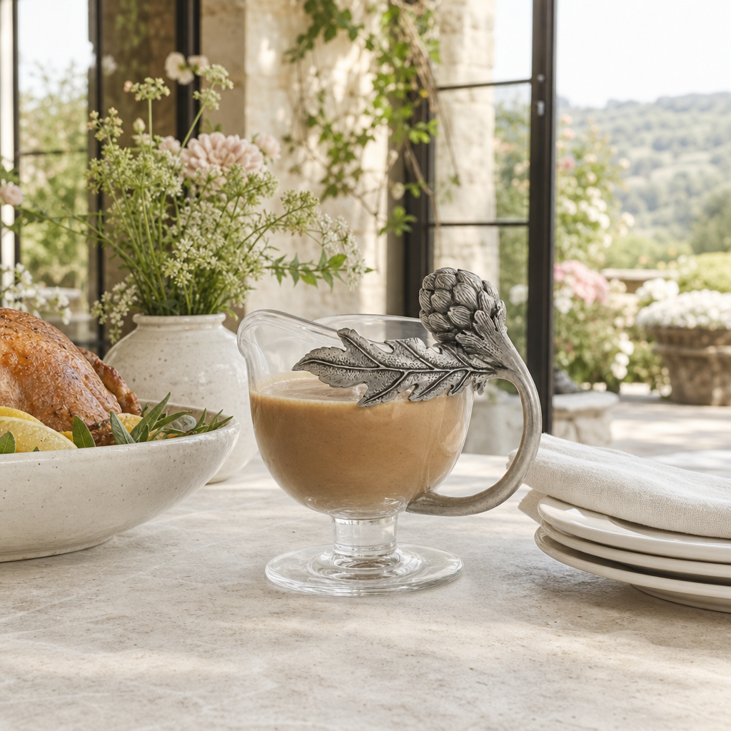 Artichoke Glass Gravy Boat 8