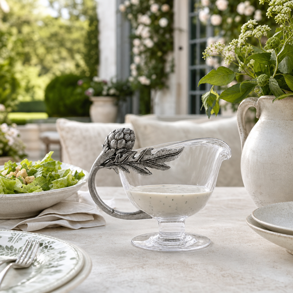 Artichoke Glass Gravy Boat 9