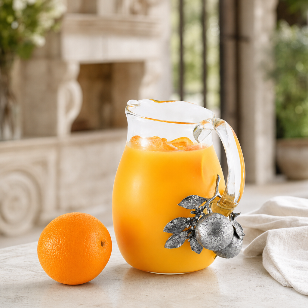 Orange Blooms Glass Pitcher 2