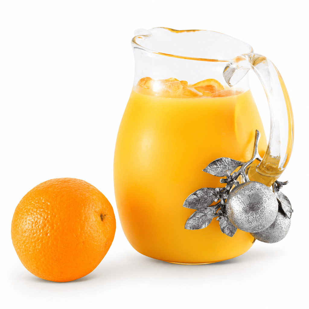 Orange Blooms Glass Pitcher 1
