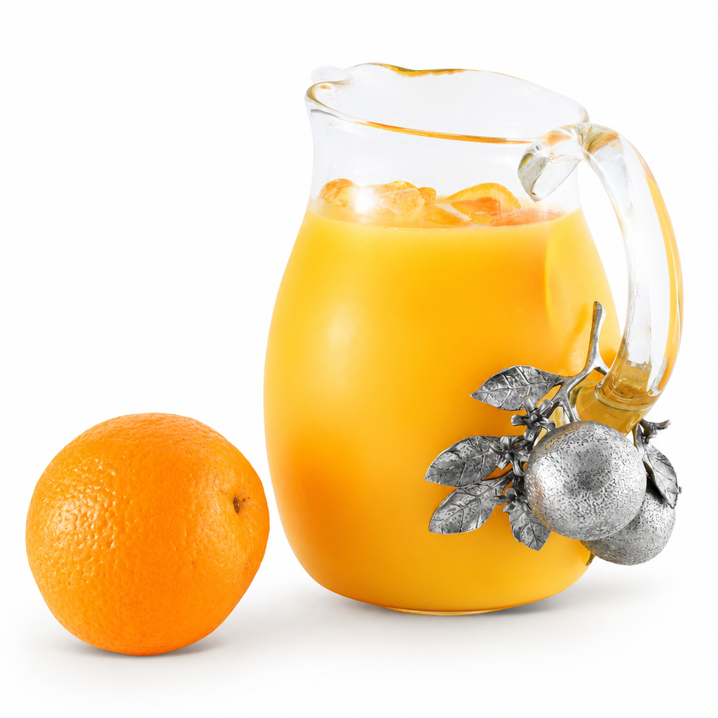 Orange Blooms Glass Pitcher 1