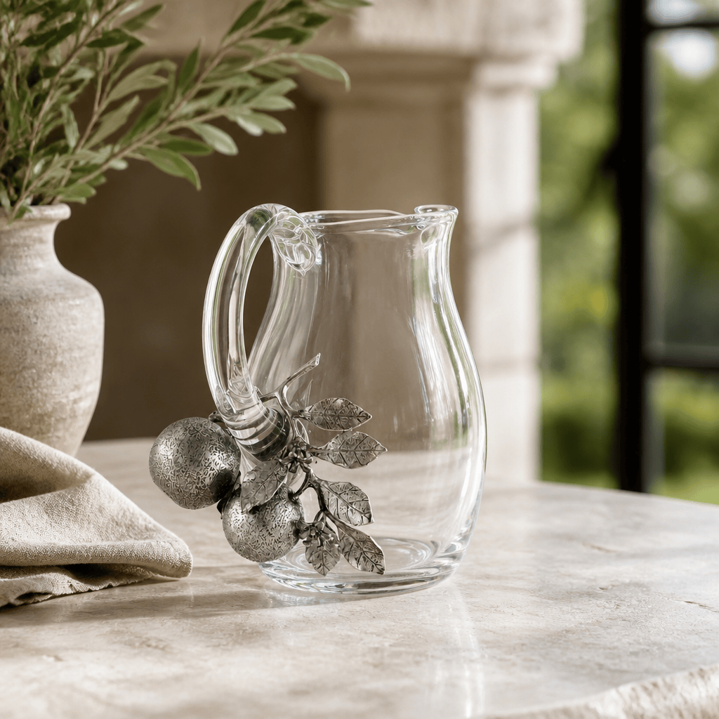 Orange Blooms Glass Pitcher 3