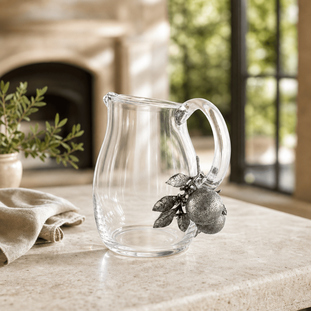 Orange Blooms Glass Pitcher 4