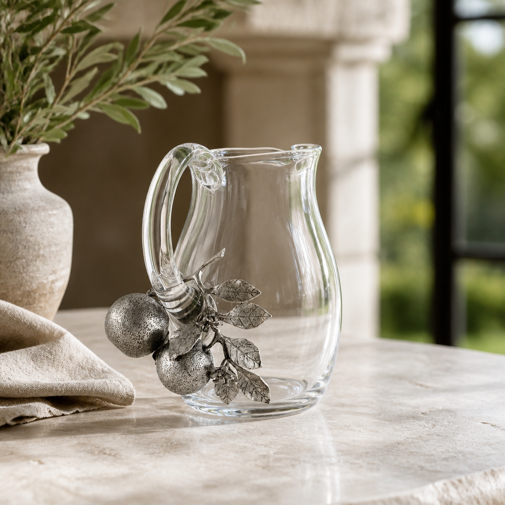 Orange Blooms Glass Pitcher 3