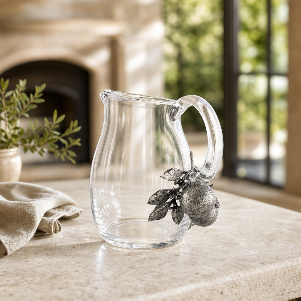 Orange Blooms Glass Pitcher 4