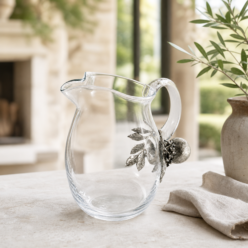 Orange Blooms Glass Pitcher 5
