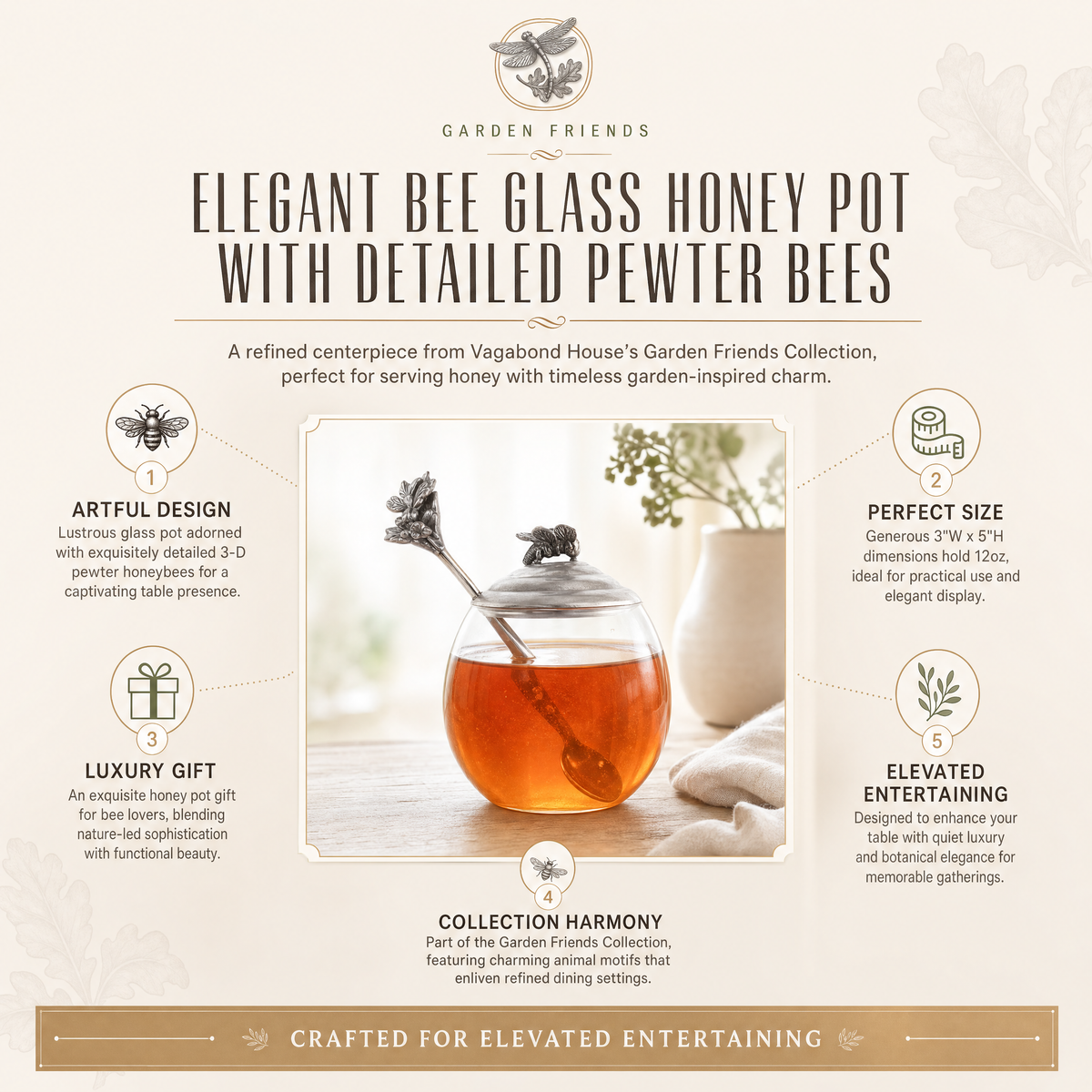 Bee Glass Honey Pot with Spoon 11