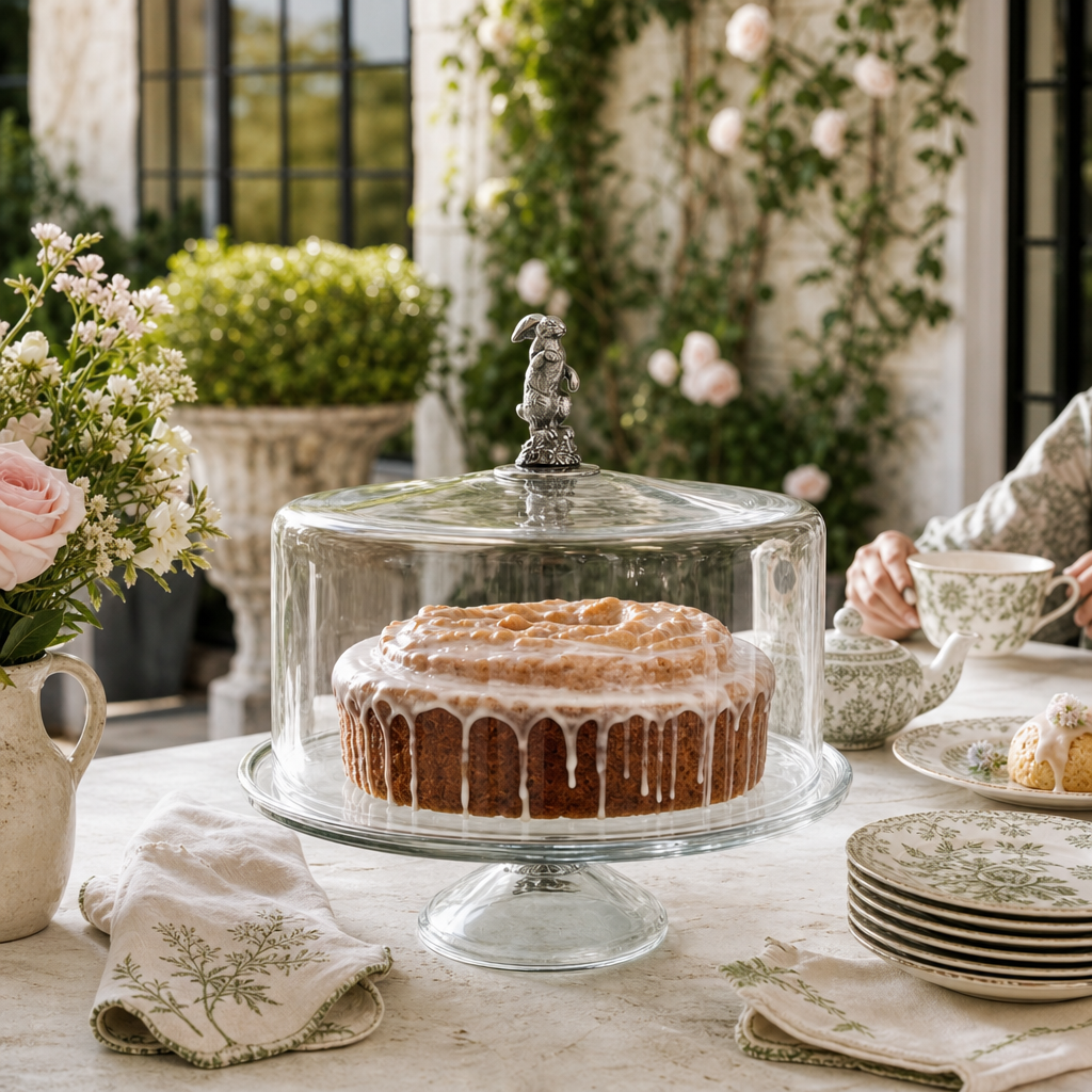 Bunny Glass Covered Cake / Dessert Stand 8