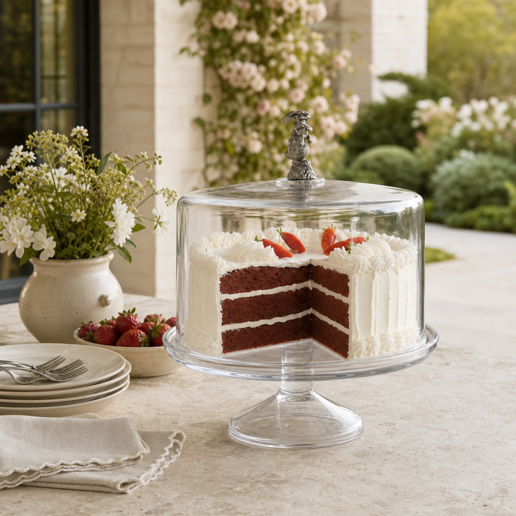 Bunny Glass Covered Cake / Dessert Stand 9