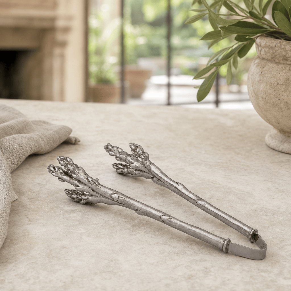 Pewter Asparagus Pattern Tongs 2