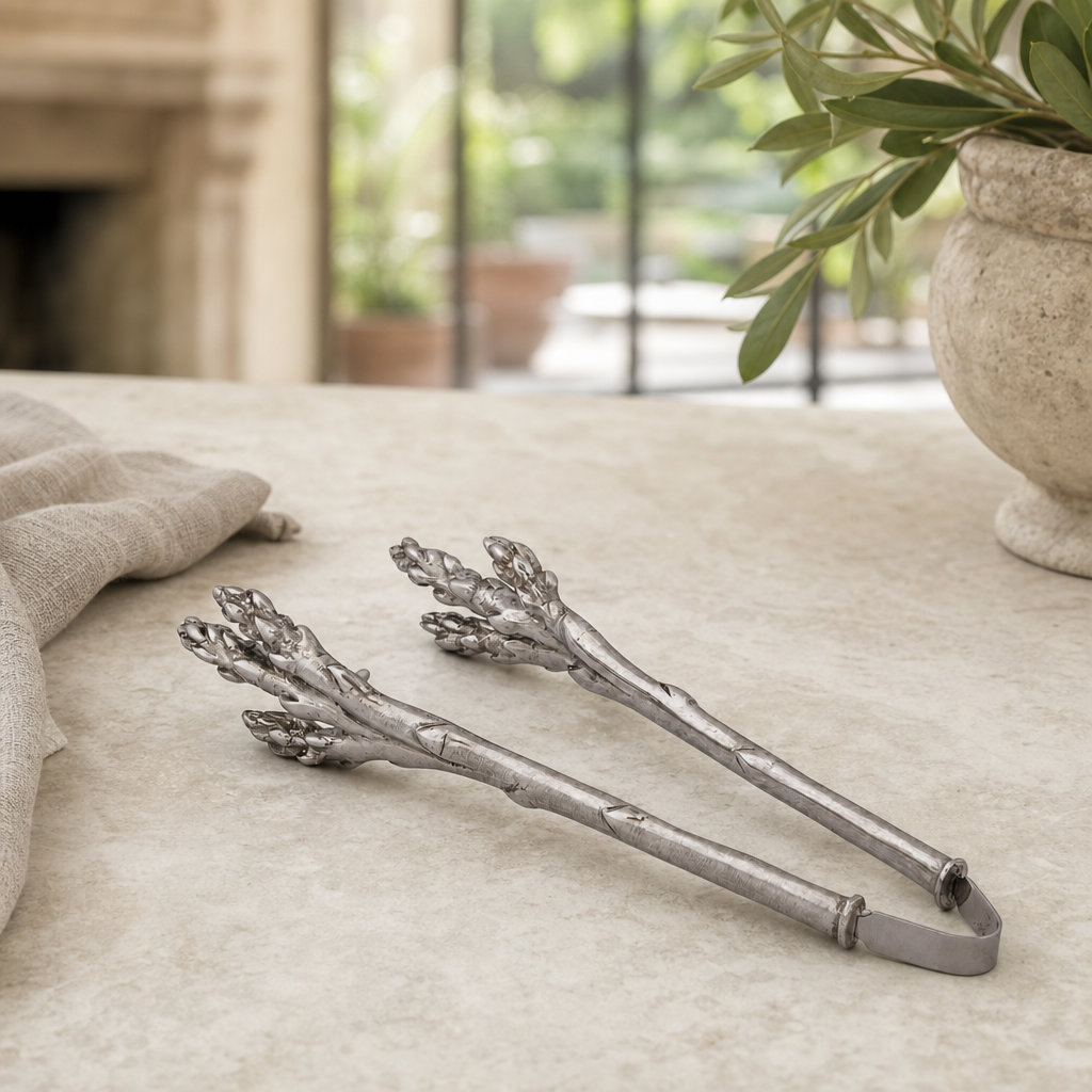 Pewter Asparagus Pattern Tongs 1