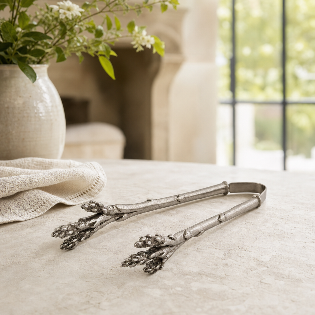 Pewter Asparagus Pattern Tongs 4