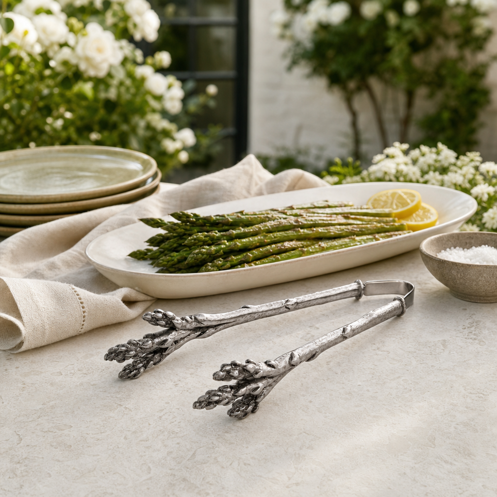 Pewter Asparagus Pattern Tongs 7