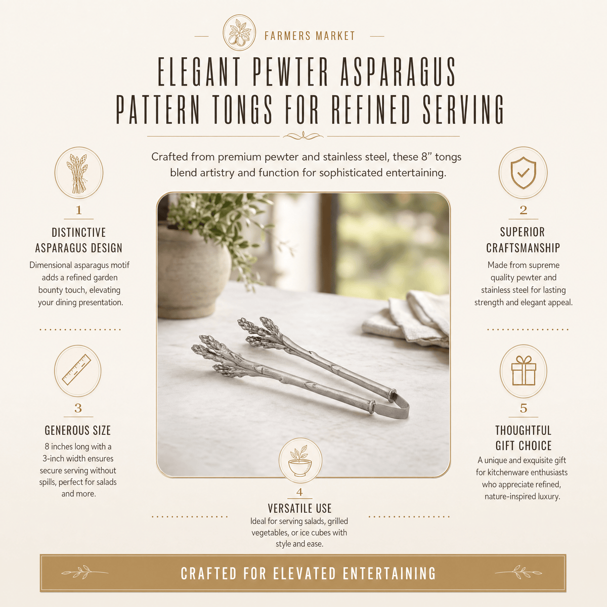 Pewter Asparagus Pattern Tongs 11