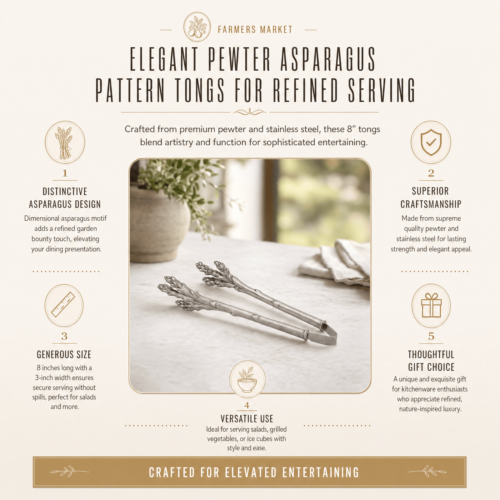 Pewter Asparagus Pattern Tongs 11