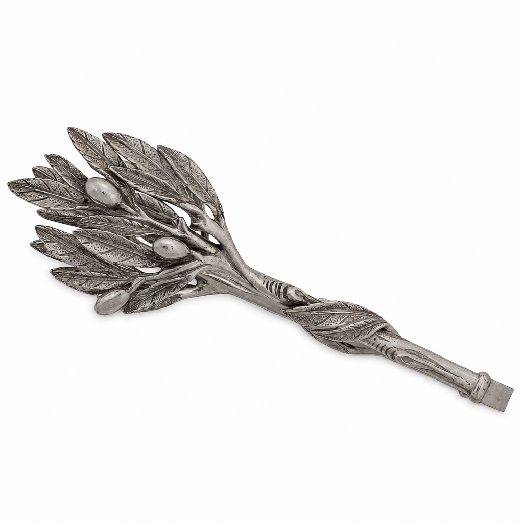 Pewter Olive Pattern Ice / Bread Tongs 10