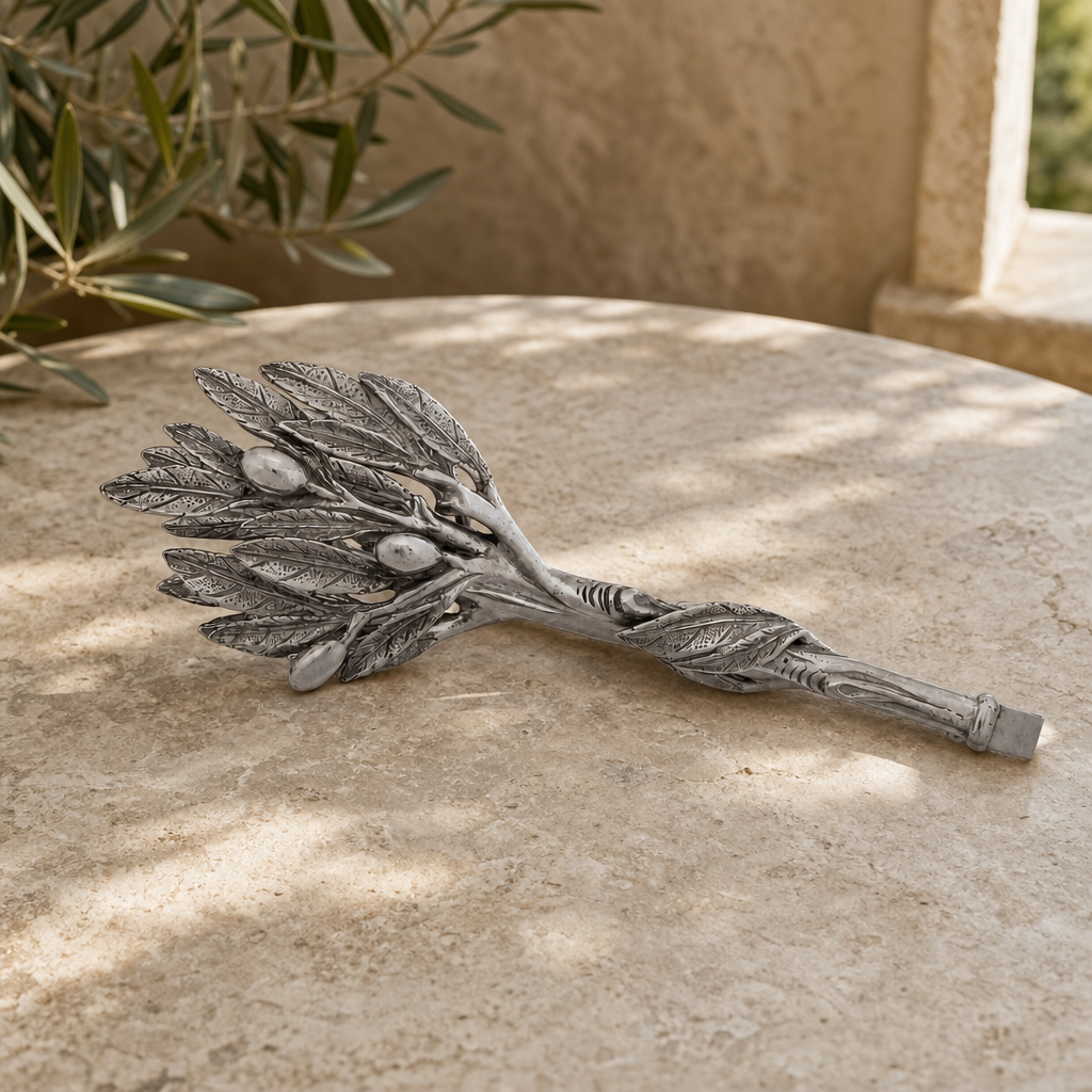 Pewter Olive Pattern Ice / Bread Tongs 3
