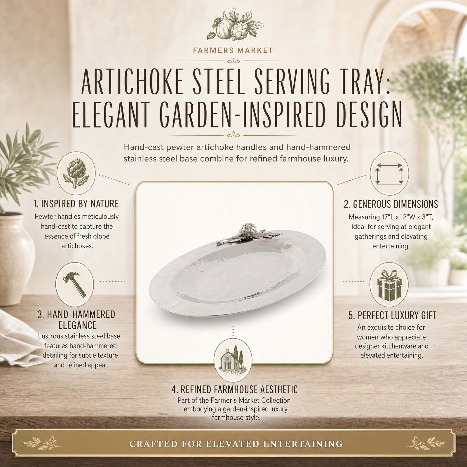 Artichoke Steel Serving Tray 11