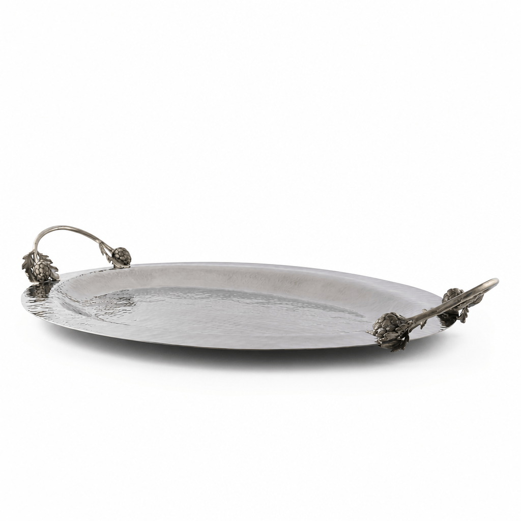 Artichoke Handle Large Steel Serving Tray 1