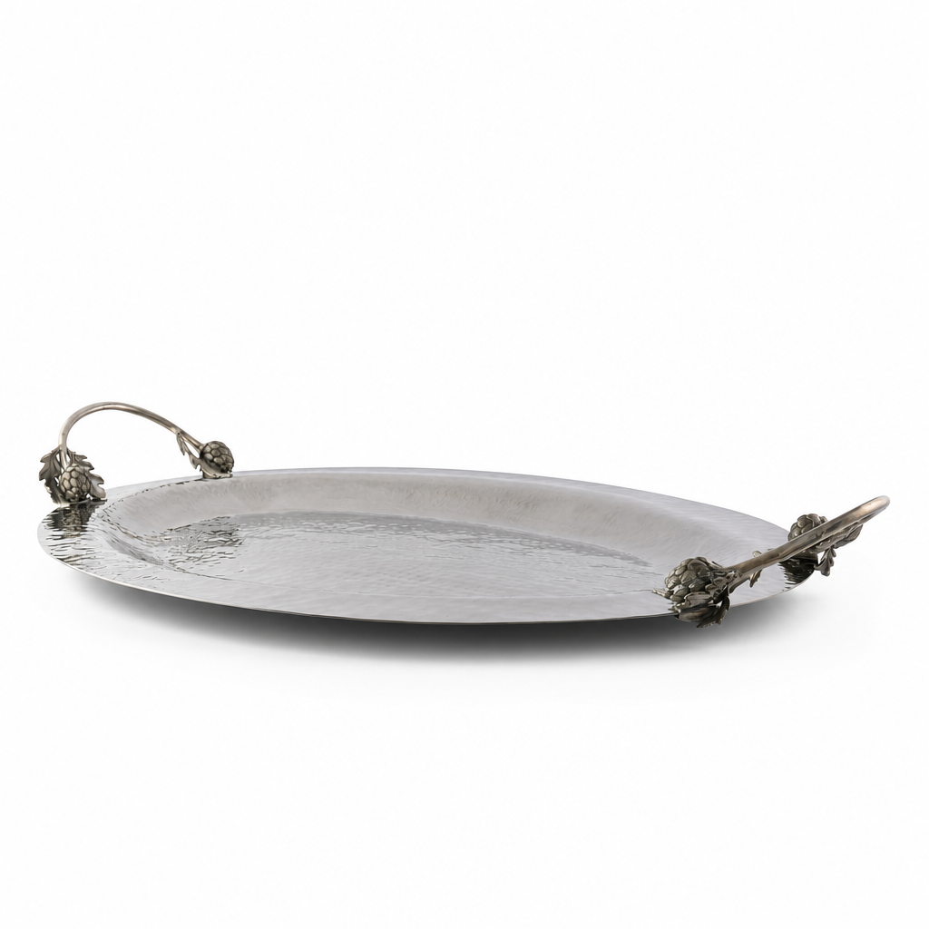 Artichoke Handle Large Steel Serving Tray 1