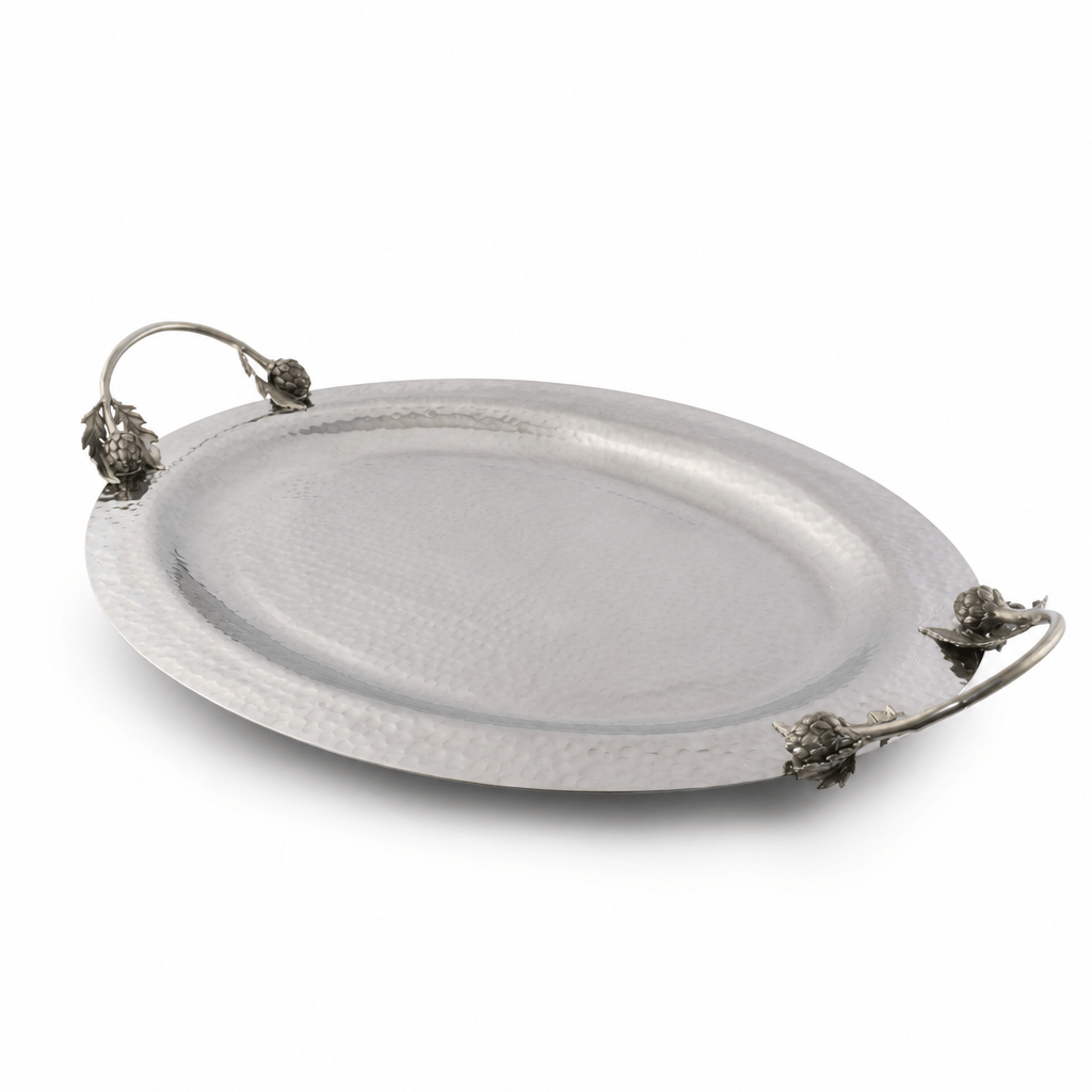 Artichoke Handle Large Steel Serving Tray 8