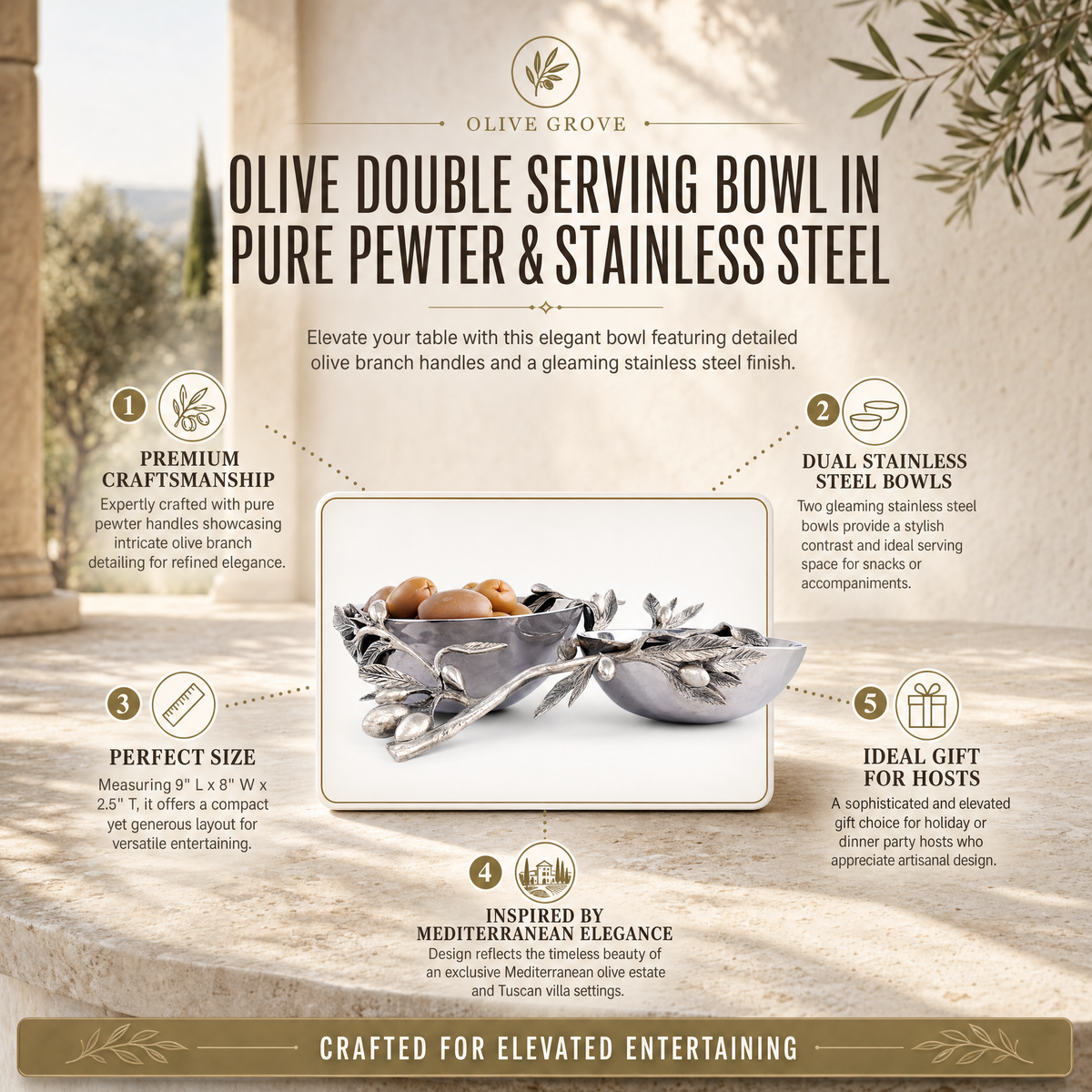 Olive Double Serving Bowl 11