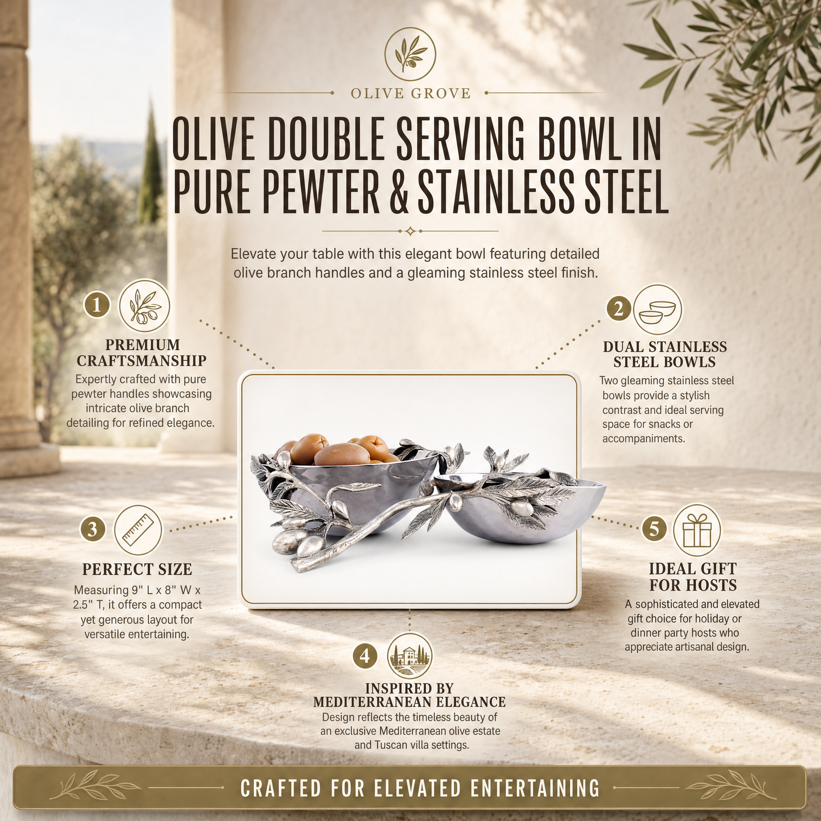 Olive Double Serving Bowl 11