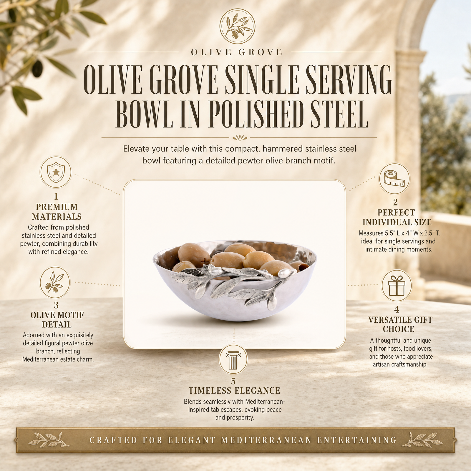 Olive Single Serving Bowl - Steel 10
