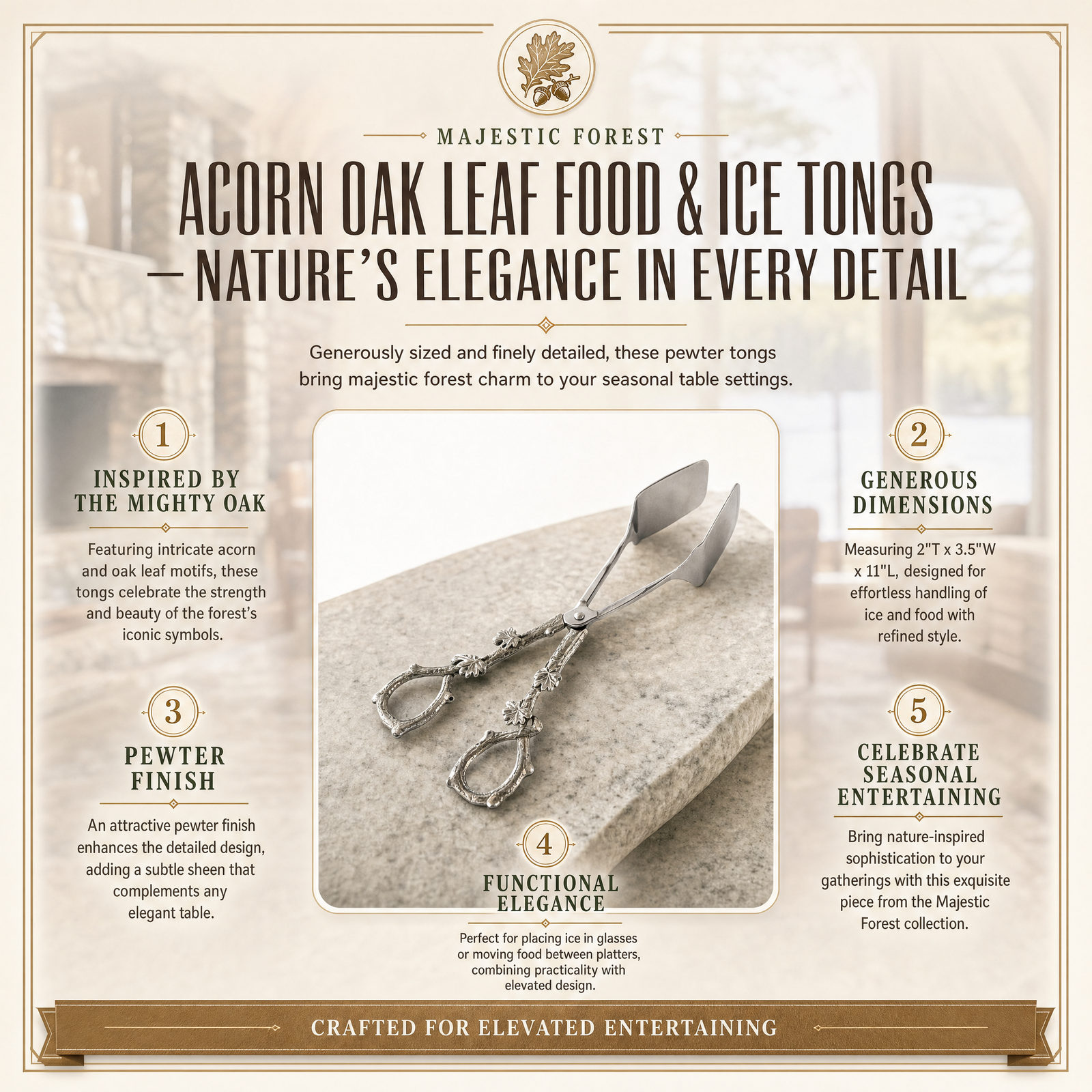Acorn Oak Leaf Food / Ice Tongs 1
